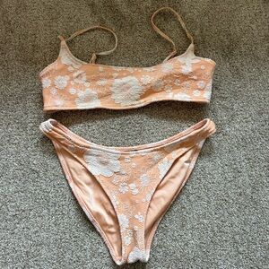 Triangl Swimwear Peach and White Floral Bikini